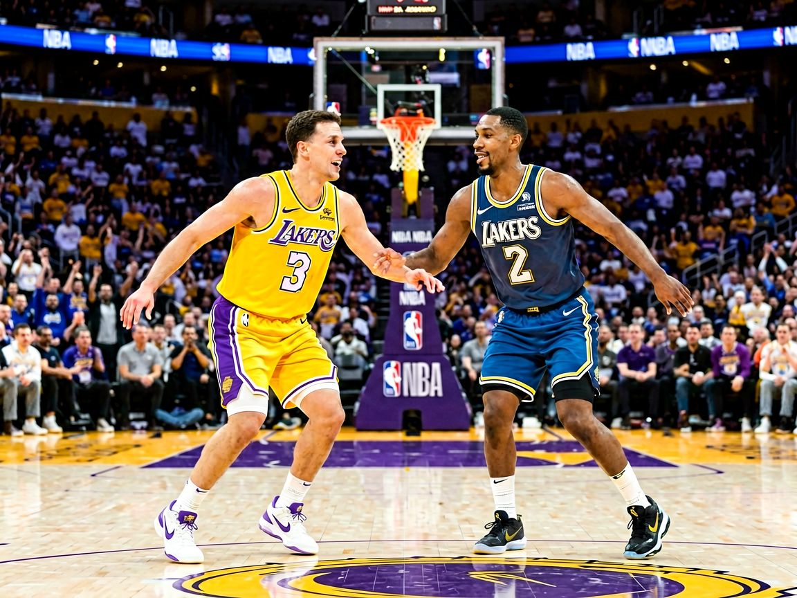 NBA常规赛湖人对阵勇士的精彩比赛瞬间